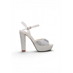 20101 Women Evening Platforms Slingback High Heels in White